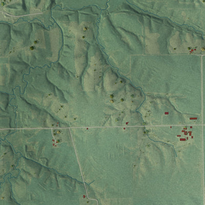 Close-up of the map of Pekin, Iowa print showing street and building detail