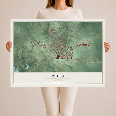 Map of Pella, Iowa, 24 x 36 inch unframed archival matte print
