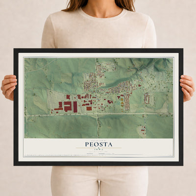 Map of Peosta, Iowa, 12 x 18 inch print in a black wood frame