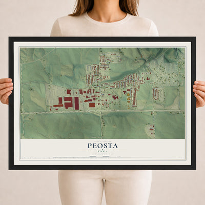 Map of Peosta, Iowa, 18 x 24 inch print in a black wood frame