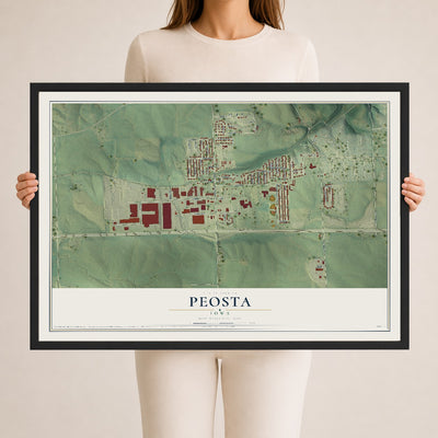 Map of Peosta, Iowa, 24 x 36 inch print in a black wood frame