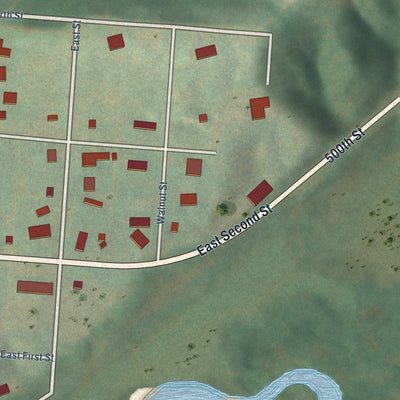 Second close-up of the map of Peterson, Iowa print showing more streets and buildings