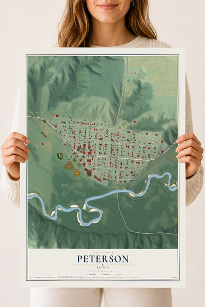 Map of Peterson, Iowa, 18 x 24 inch unframed archival matte print