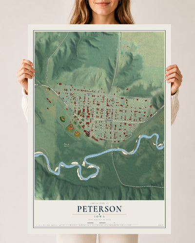 Map of Peterson, Iowa, 24 x 36 inch unframed archival matte print
