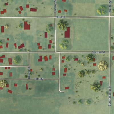 Close-up of the map of Pilot Mound, Iowa print showing street and building detail