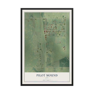 Map of Pilot Mound, Iowa, 12 x 18 inch print in a black wood frame