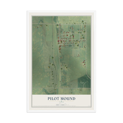 Map of Pilot Mound, Iowa, 12 x 18 inch print in a white wood frame