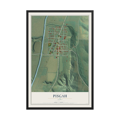 Map of Pisgah, Iowa, 12 x 18 inch print in a black wood frame