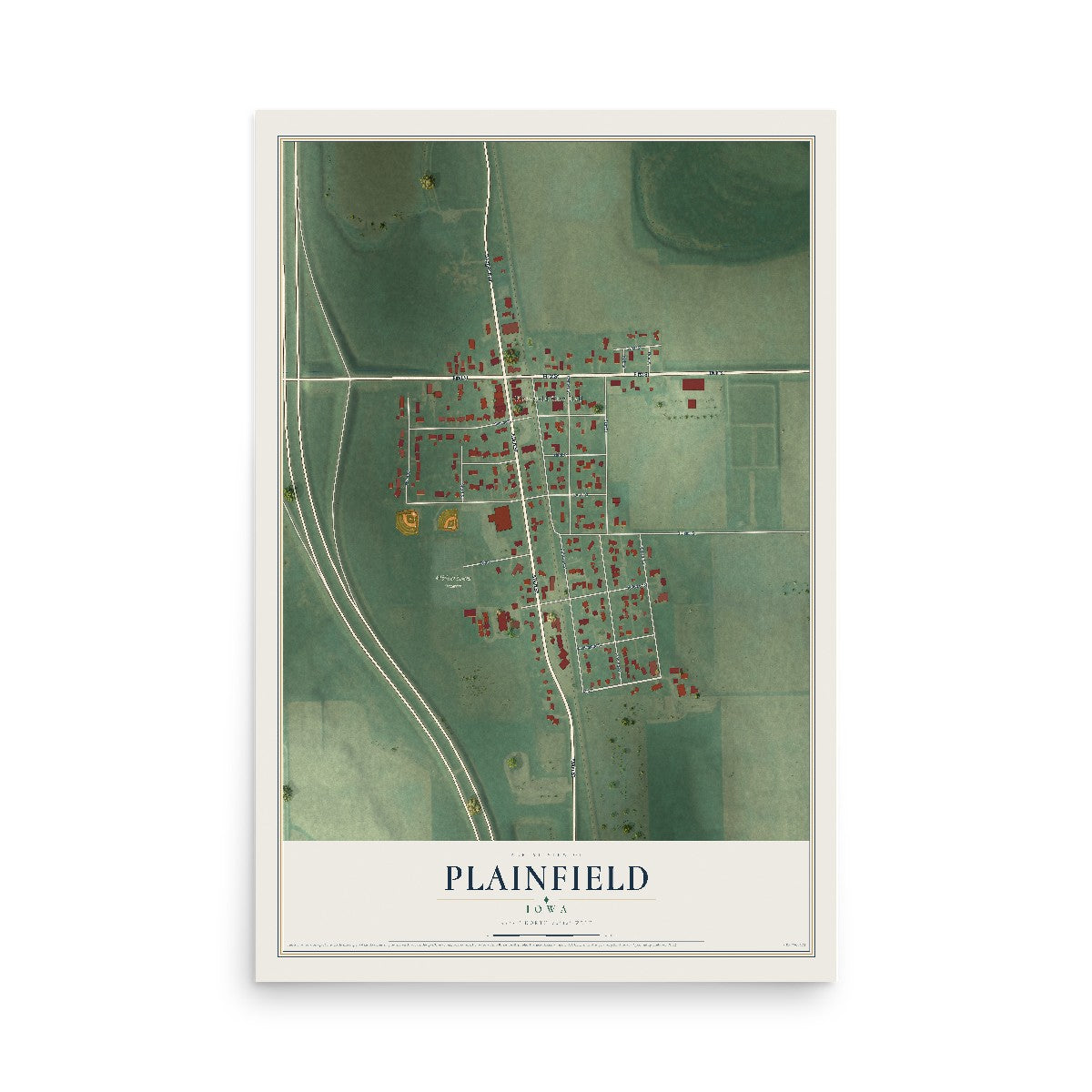 Map of Plainfield, Iowa, 12 x 18 inch unframed archival matte print