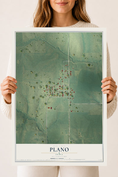 Map of Plano, Iowa, 18 x 24 inch unframed archival matte print