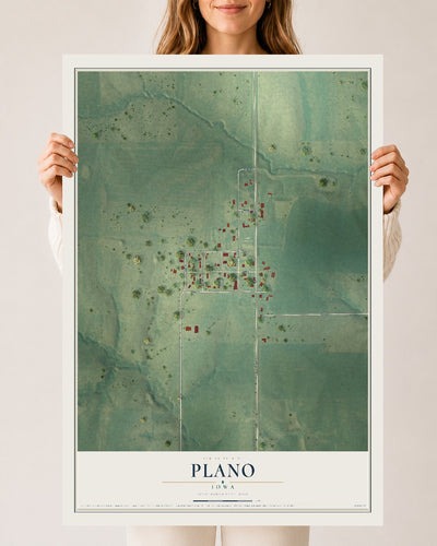 Map of Plano, Iowa, 24 x 36 inch unframed archival matte print