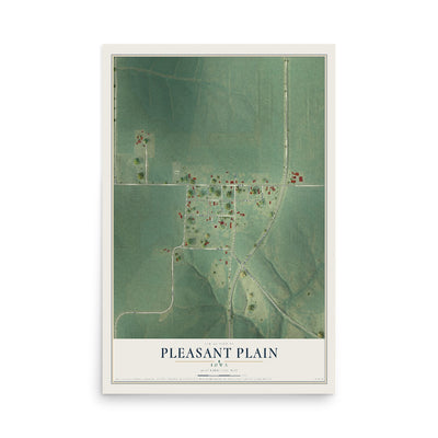Map of Pleasant Plain, Iowa, 12 x 18 inch unframed archival matte print