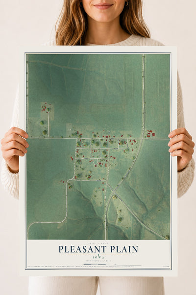 Map of Pleasant Plain, Iowa, 18 x 24 inch unframed archival matte print
