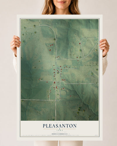 Map of Pleasanton, Iowa, 24 x 36 inch unframed archival matte print