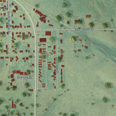 Second close-up of the map of Pleasantville, Iowa print showing more streets and buildings