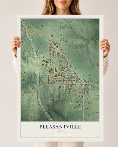 Map of Pleasantville, Iowa, 24 x 36 inch unframed archival matte print