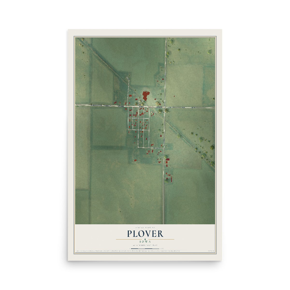 Map of Plover, Iowa, 12 x 18 inch unframed archival matte print