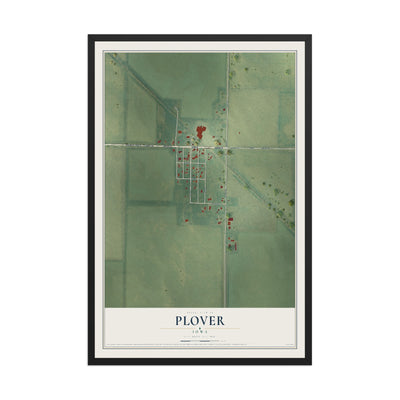 Map of Plover, Iowa, 12 x 18 inch print in a black wood frame