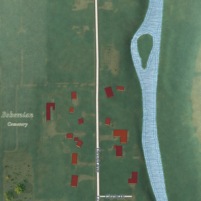 Second close-up of the map of Plymouth, Iowa print showing more streets and buildings