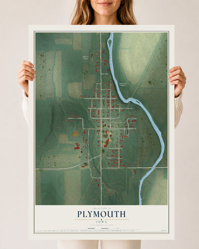 Map of Plymouth, Iowa, 24 x 36 inch unframed archival matte print