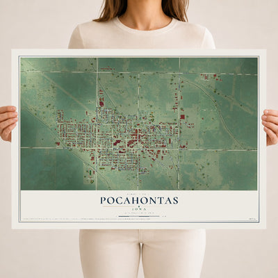 Map of Pocahontas, Iowa, 18 x 24 inch unframed archival matte print