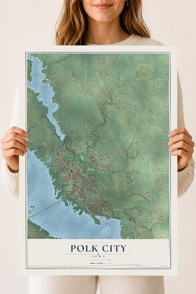 Map of Polk City, Iowa, 18 x 24 inch unframed archival matte print