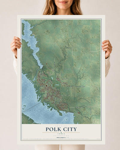 Map of Polk City, Iowa, 24 x 36 inch unframed archival matte print