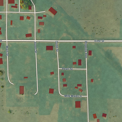 Second close-up of the map of Popejoy, Iowa print showing more streets and buildings