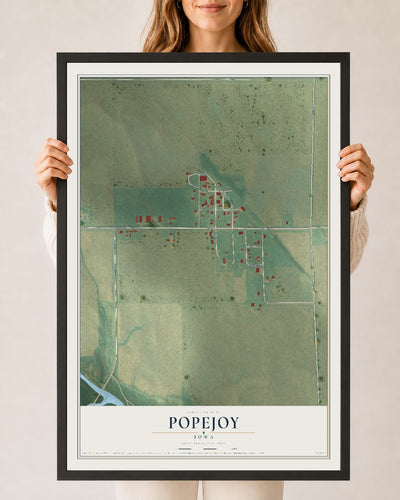 Map of Popejoy, Iowa, 24 x 36 inch print in a black wood frame
