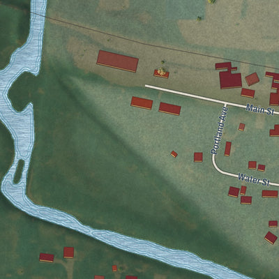 Close-up of the map of Portland, Iowa print showing street and building detail