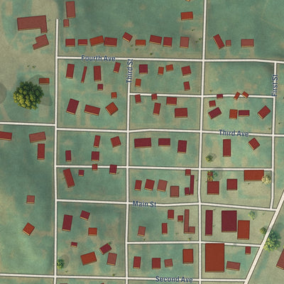 Close-up of the map of Portsmouth, Iowa print showing street and building detail
