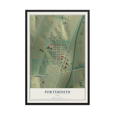 Map of Portsmouth, Iowa, 12 x 18 inch print in a black wood frame