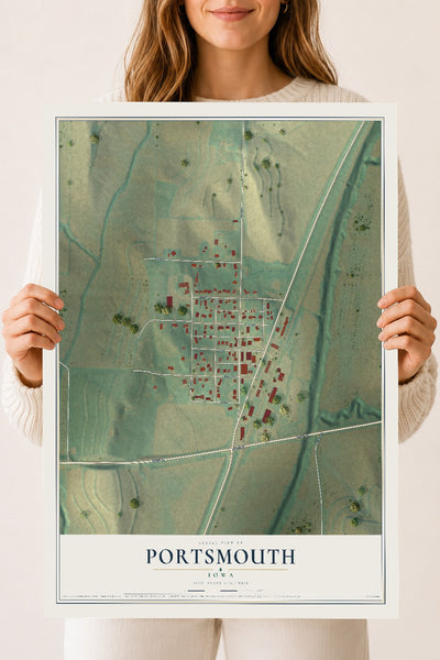 Map of Portsmouth, Iowa, 18 x 24 inch unframed archival matte print