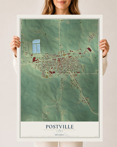 Map of Postville, Iowa, 24 x 36 inch unframed archival matte print