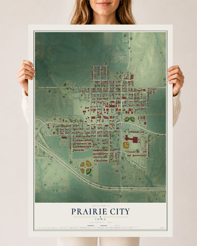 Map of Prairie City, Iowa, 24 x 36 inch unframed archival matte print