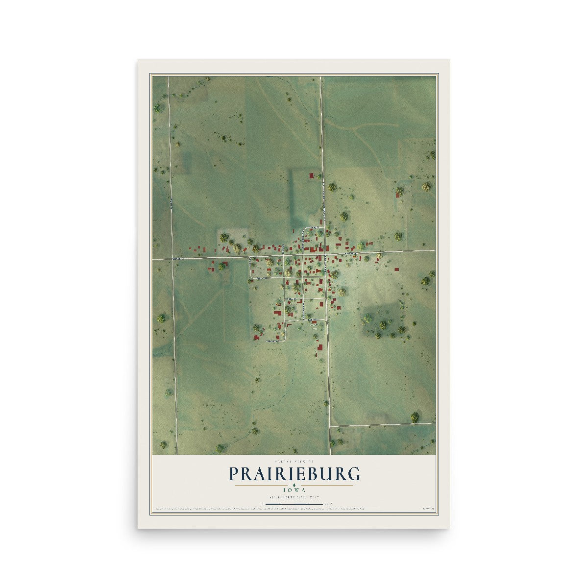 Map of Prairieburg, Iowa, 12 x 18 inch unframed archival matte print
