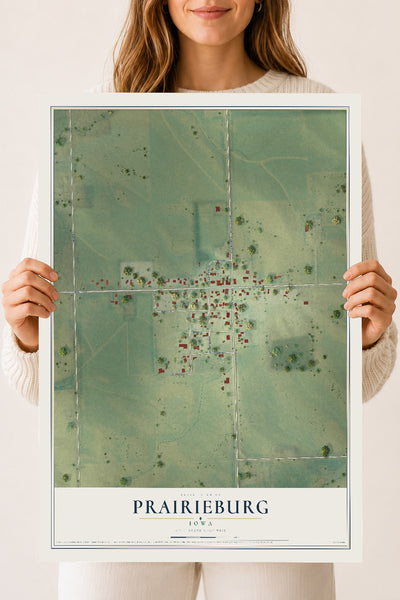 Map of Prairieburg, Iowa, 18 x 24 inch unframed archival matte print