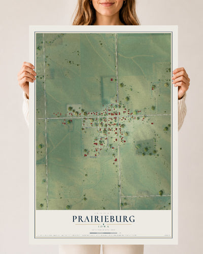Map of Prairieburg, Iowa, 24 x 36 inch unframed archival matte print