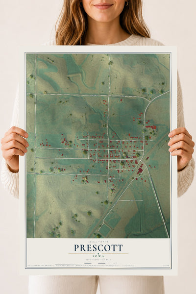 Map of Prescott, Iowa, 18 x 24 inch unframed archival matte print
