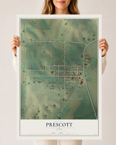 Map of Prescott, Iowa, 24 x 36 inch unframed archival matte print