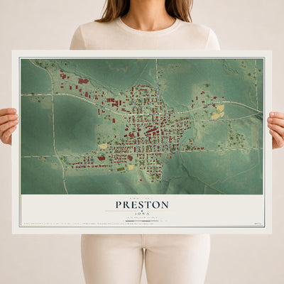 Map of Preston, Iowa, 18 x 24 inch unframed archival matte print