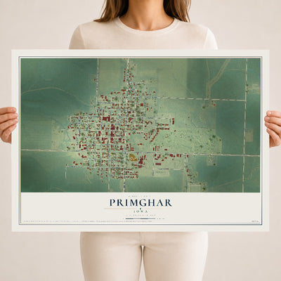 Map of Primghar, Iowa, 18 x 24 inch unframed archival matte print