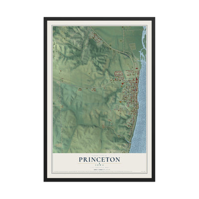 Map of Princeton, Iowa, 12 x 18 inch print in a black wood frame