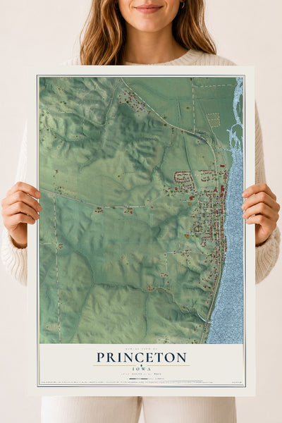 Map of Princeton, Iowa, 18 x 24 inch unframed archival matte print