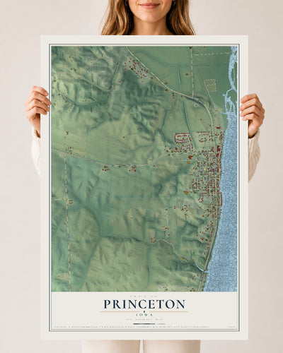 Map of Princeton, Iowa, 24 x 36 inch unframed archival matte print
