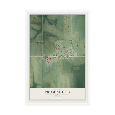 Map of Promise City, Iowa, 12 x 18 inch print in a white wood frame