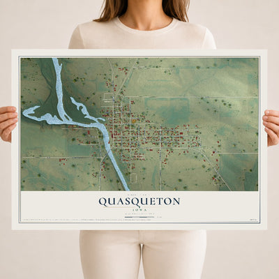 Map of Quasqueton, Iowa, 18 x 24 inch unframed archival matte print