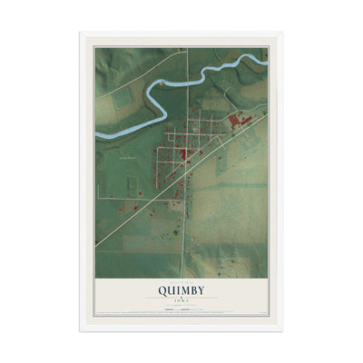 Map of Quimby, Iowa, 12 x 18 inch print in a white wood frame