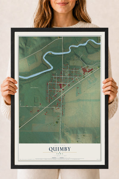 Map of Quimby, Iowa, 18 x 24 inch print in a black wood frame