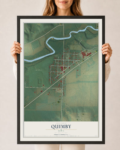 Map of Quimby, Iowa, 24 x 36 inch print in a black wood frame